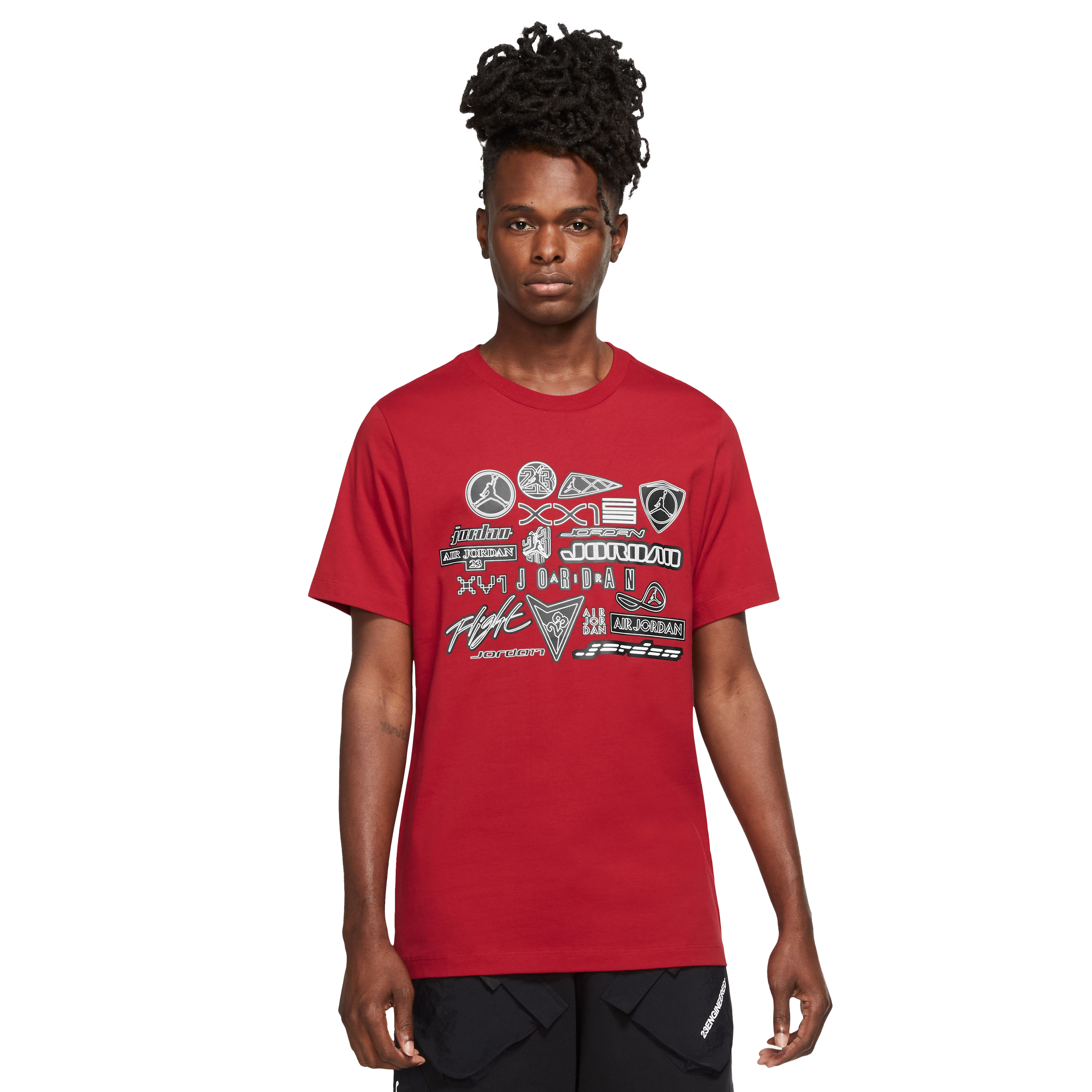 Red graphic best sale tee men